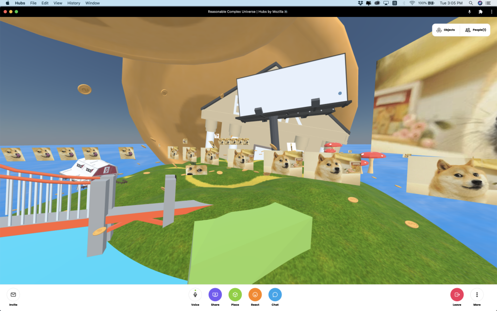 This is a screen shot. The other angle of the island. You can see a middle size billboard in the center of island. Behind it is the bank and gigantic coin.  