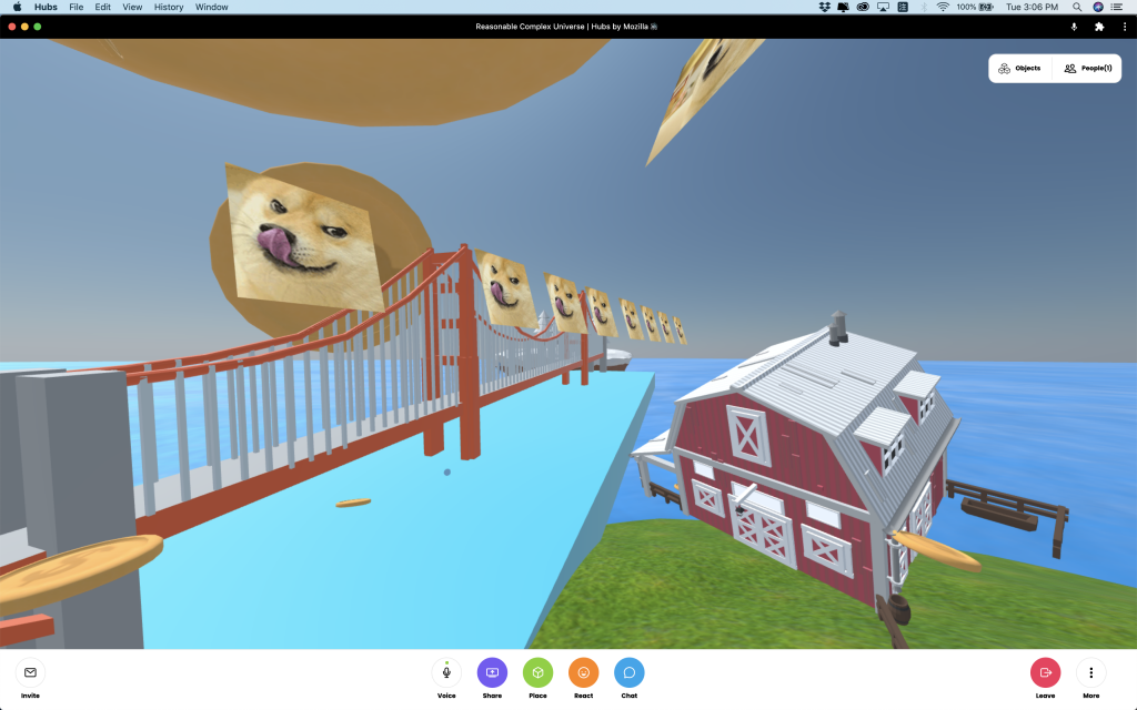 This is the screen shot. The other angle from the island to see through the bridge, you can also see a red small barn besides it. The barn is using for store food I guess... on top of the bridge is more dog meme gifs...