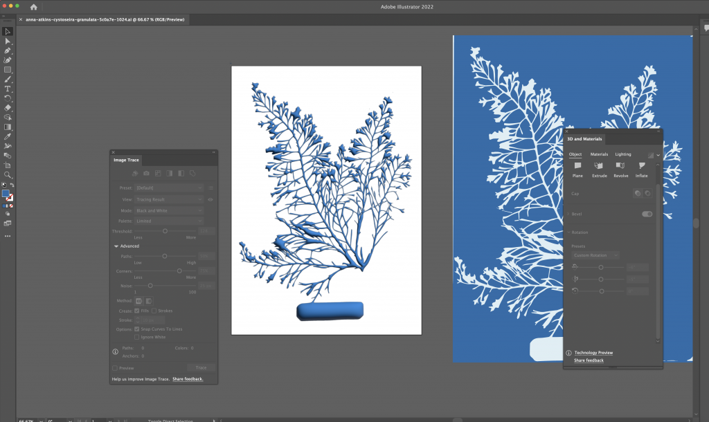 Screenshot of Adobe Illustrator with me editing the print. 
