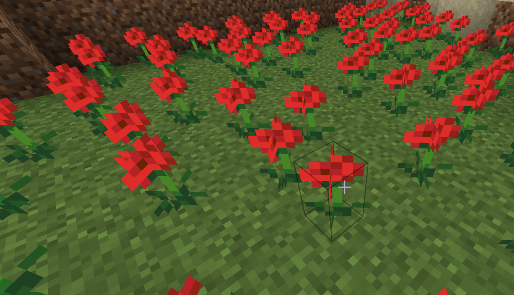 Screenshot of the poppy field on Minecraft
