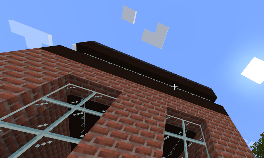 Screenshot looking up to Foredown Tower on Minecraft. 