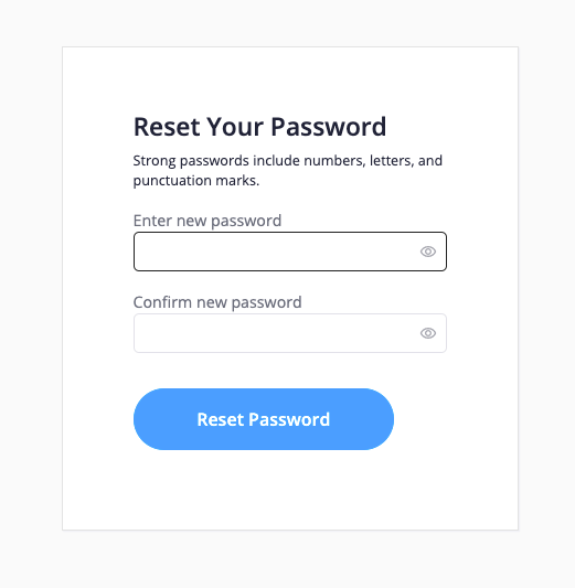 Screenshot of the reset password function