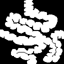 A animated gif of a crossroad of white guts on a black background. The guts are pulsing, like they are either breathing or in the act of digestion. 